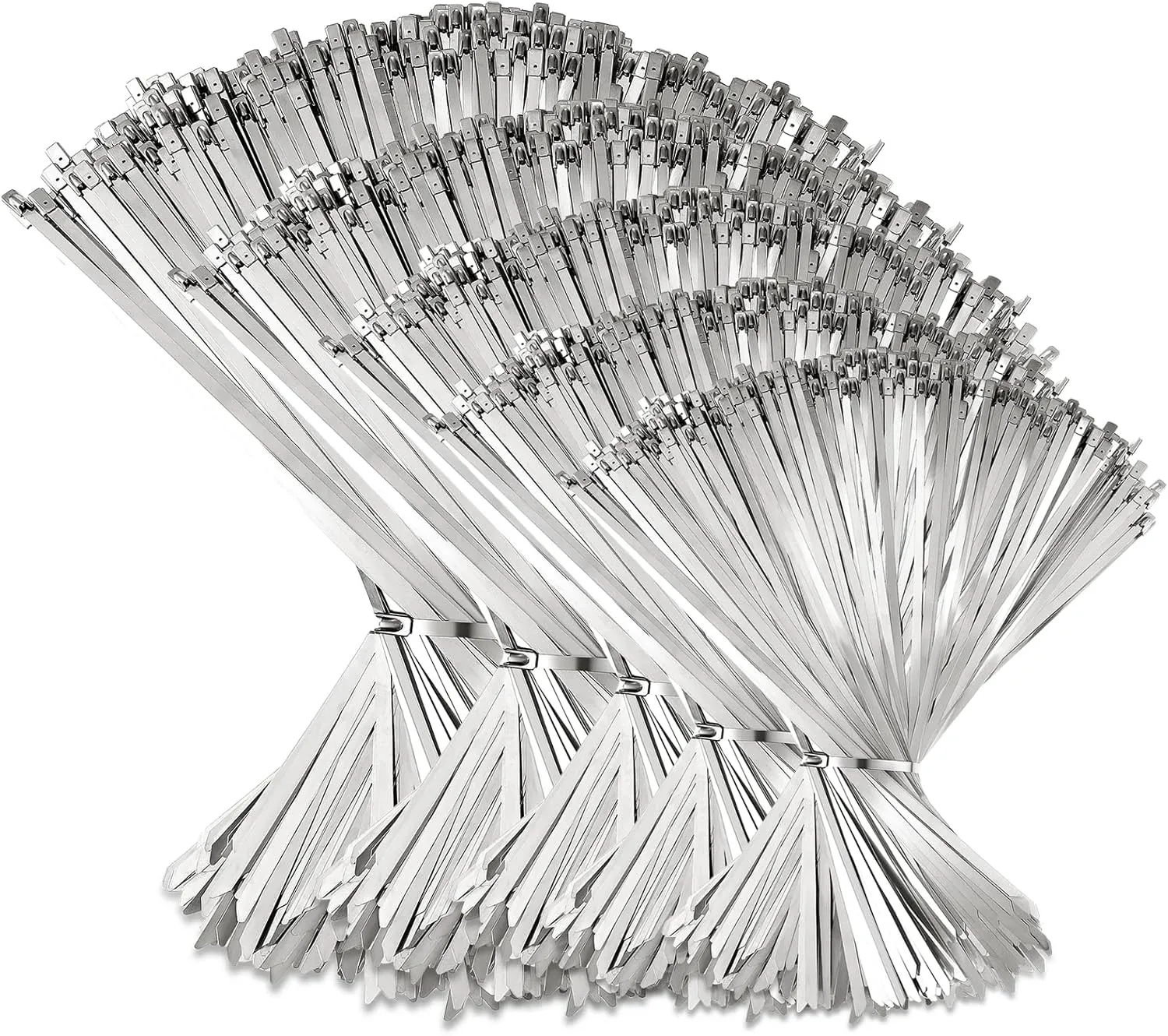 LEIFIDE 500 Pcs Metal Zip Ties 304 Stainless Steel Zip Ties Heavy Duty Self Locking 220 Pound Tensile Strength Cable Suitable for Exhaust Wrapping Fence Outdoor Workshop Canopy(Multiple Sizes)