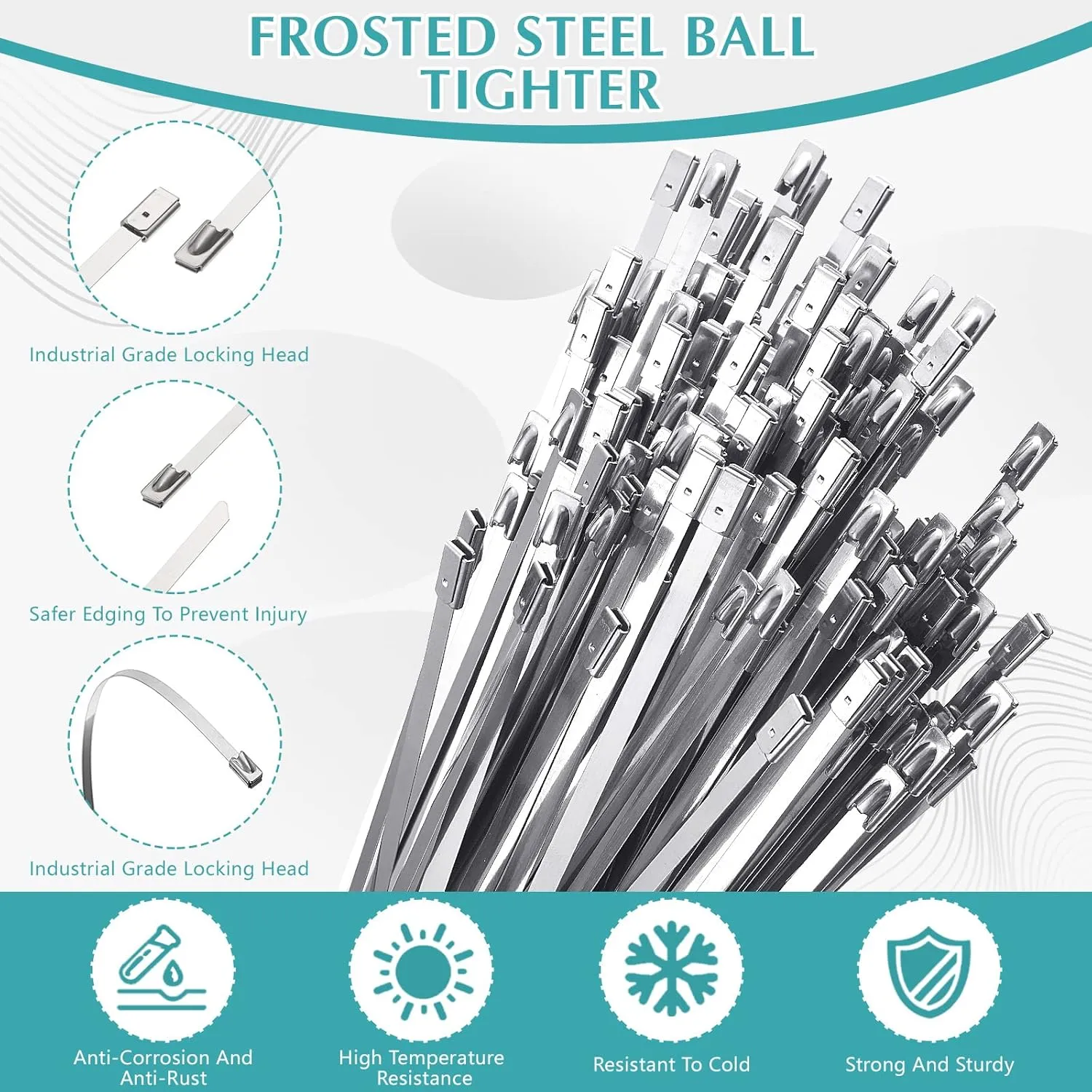 LEIFIDE 500 Pcs Metal Zip Ties 304 Stainless Steel Zip Ties Heavy Duty Self Locking 220 Pound Tensile Strength Cable Suitable for Exhaust Wrapping Fence Outdoor Workshop Canopy(Multiple Sizes)
