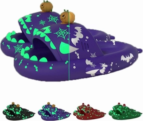 LELEBEAR Halloween Shark Slippers Halloween Shark Slides Christmas Spooky Shark Slides Glow in the Dark