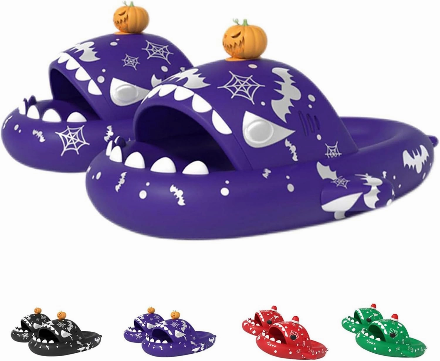 LELEBEAR Luminous Shark Slippers, Spooky Glow In The Dark Slides For Men & Women, Christmas Shark Slides