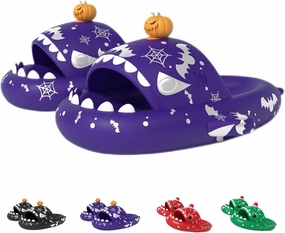 LELEBEAR Luminous Shark Slippers, Spooky Glow In The Dark Slides For Men & Women, Christmas Shark Slides