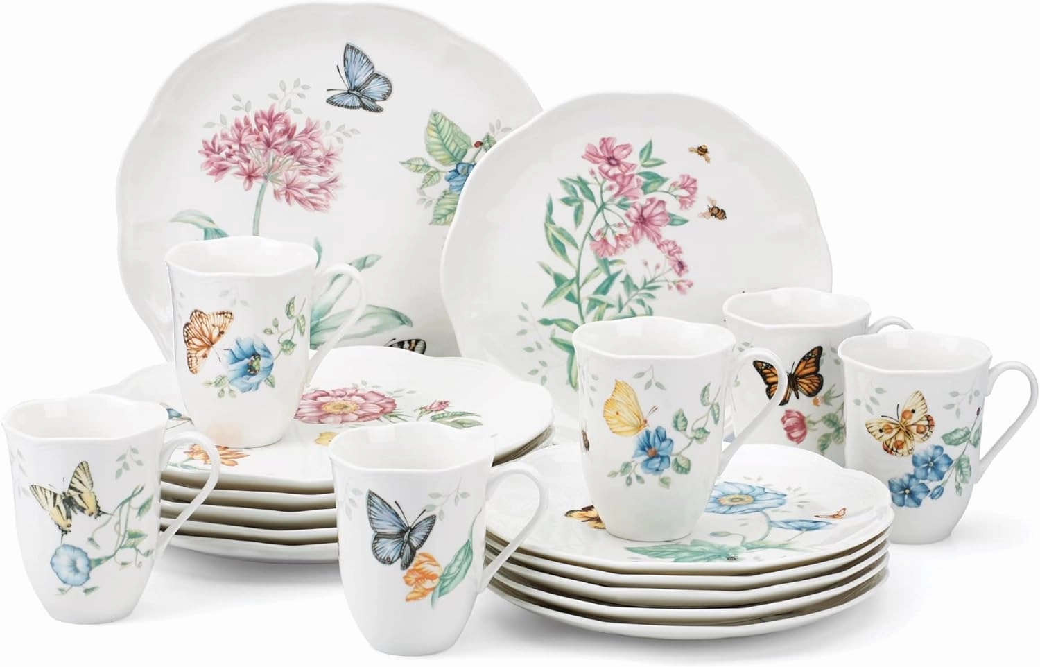 Lenox 6342794 Lenox Butterfly Meadow 18-Piece Dinnerware Set White