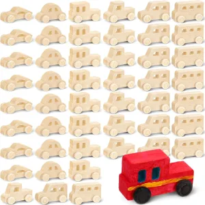 Lenwen 48 Pcs Wooden DIY Car Toys for Party Unfinished Wooden Cars, Wooden Toy Truck Wooden Graffiti Truck and Crafts DIY for Students Girls Boys Activities Craft Projects Woodworking(Modern)