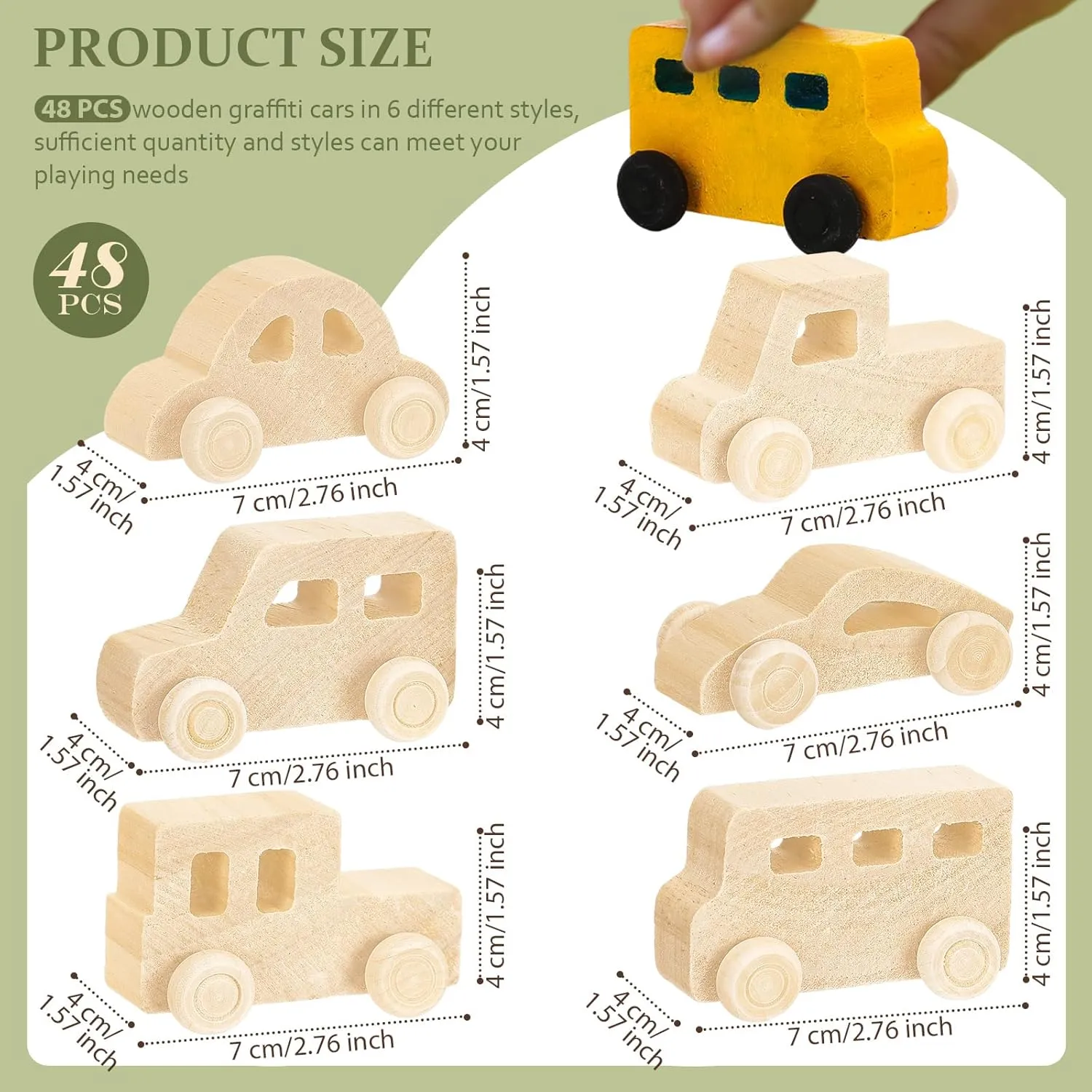 Lenwen 48 Pcs Wooden DIY Car Toys for Party Unfinished Wooden Cars, Wooden Toy Truck Wooden Graffiti Truck and Crafts DIY for Students Girls Boys Activities Craft Projects Woodworking(Modern)