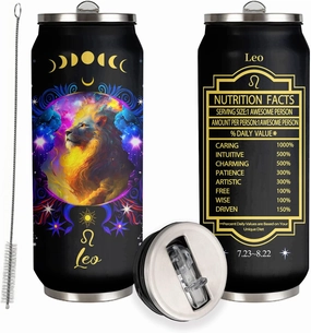 Leo Constellation Tumbler - Zodiac Stainless Steel Cup for Men Women - Astrology Fans Birthday Gifts With Straw Lid - 17 Oz Coffee Mug Car Cup