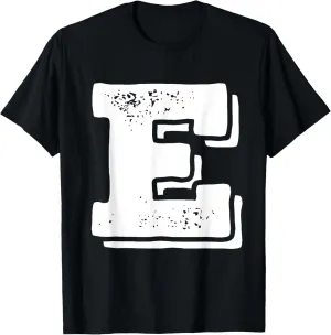 Letter E Capital Alphabet College Varsity Monogram Club T-Shirt