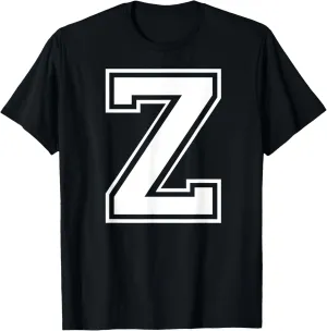 Letter Z Capital Alphabet College Varsity Monogram Club T-Shirt