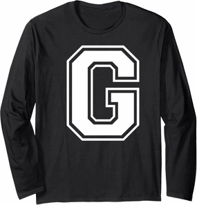 Letter G Capital Alphabet College Varsity Monogram Club Long Sleeve T-Shirt