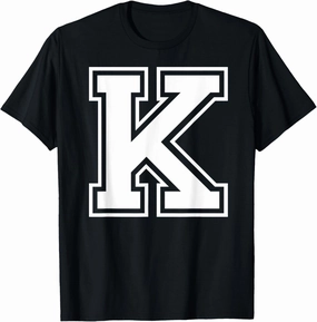 Letter K Capital Alphabet College Varsity Monogram Club T-Shirt