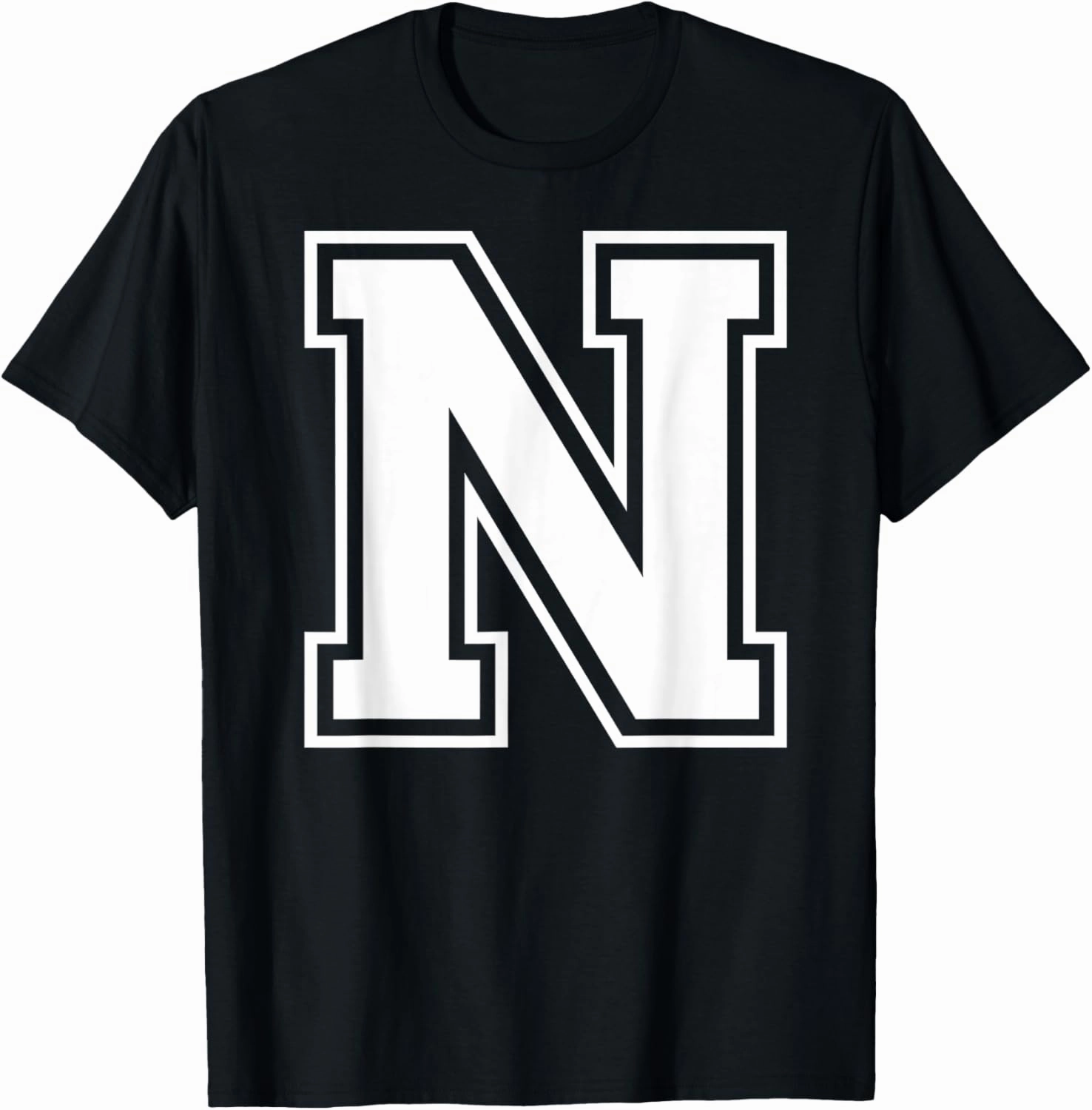 Letter N Capital Alphabet College Varsity Monogram Club T-Shirt