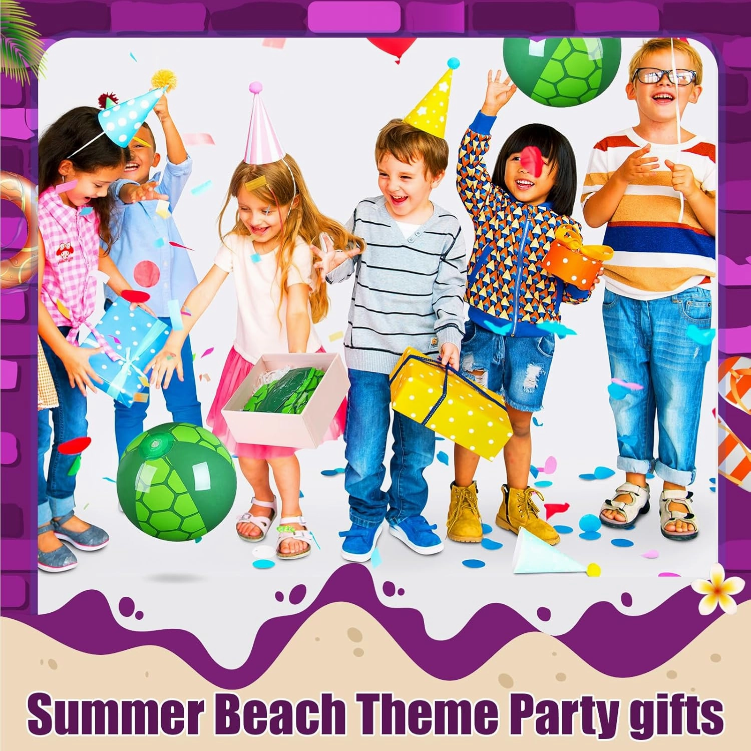 Leyndo Hollowfly 12 Pack Themed Beach Ball 7.87" Bulk for Summer Pool and Beach Game Gifts and Birthday Party Supplies and End of The Year Class Party Decorations Favor