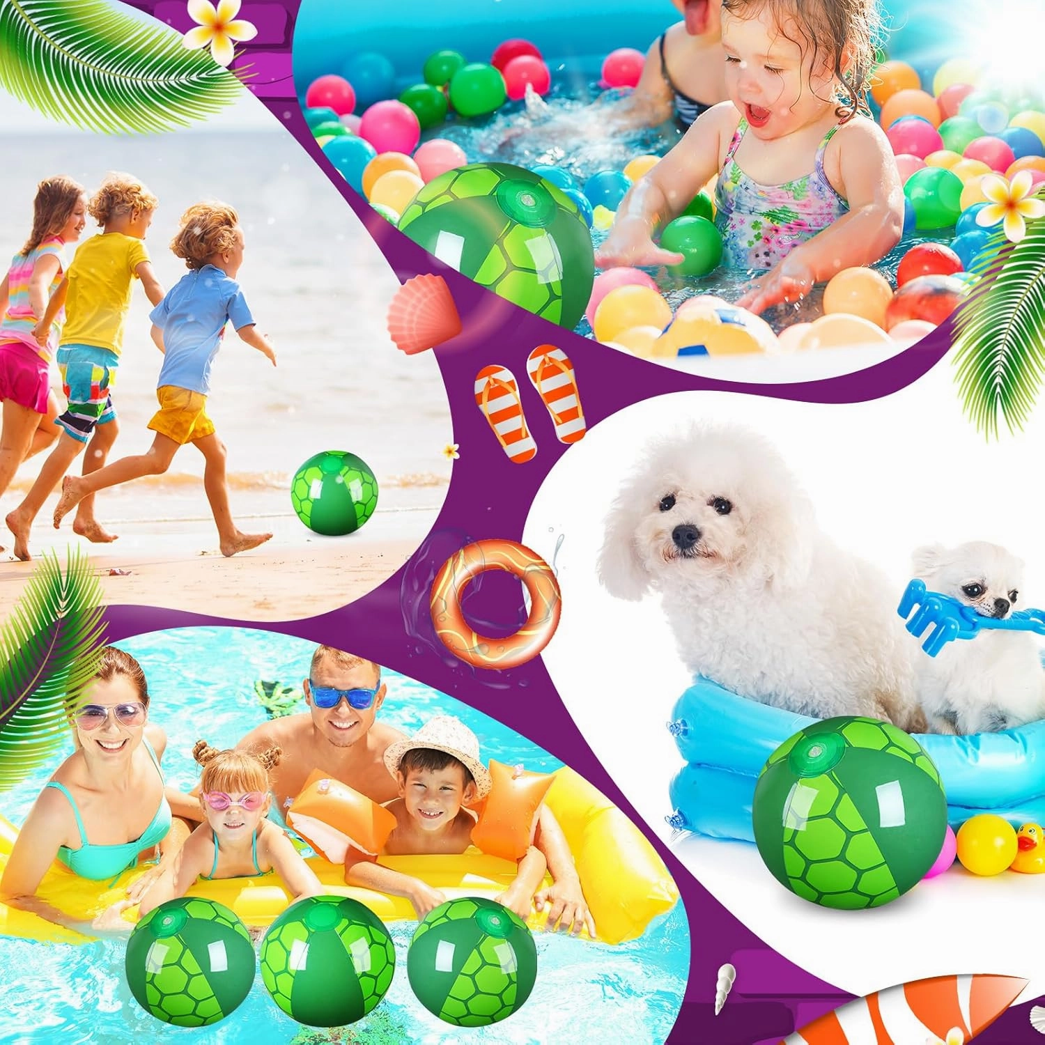 Leyndo Hollowfly 12 Pack Themed Beach Ball 7.87" Bulk for Summer Pool and Beach Game Gifts and Birthday Party Supplies and End of The Year Class Party Decorations Favor