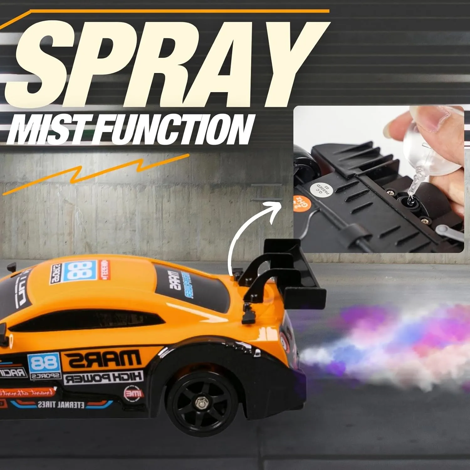 Liberty Imports RC Drift Car 1/16 2.4GHz 4WD Remote Control Sport Racing On-Road Vehicle with LED Light, Batteries and Drift Tires (Orange)
