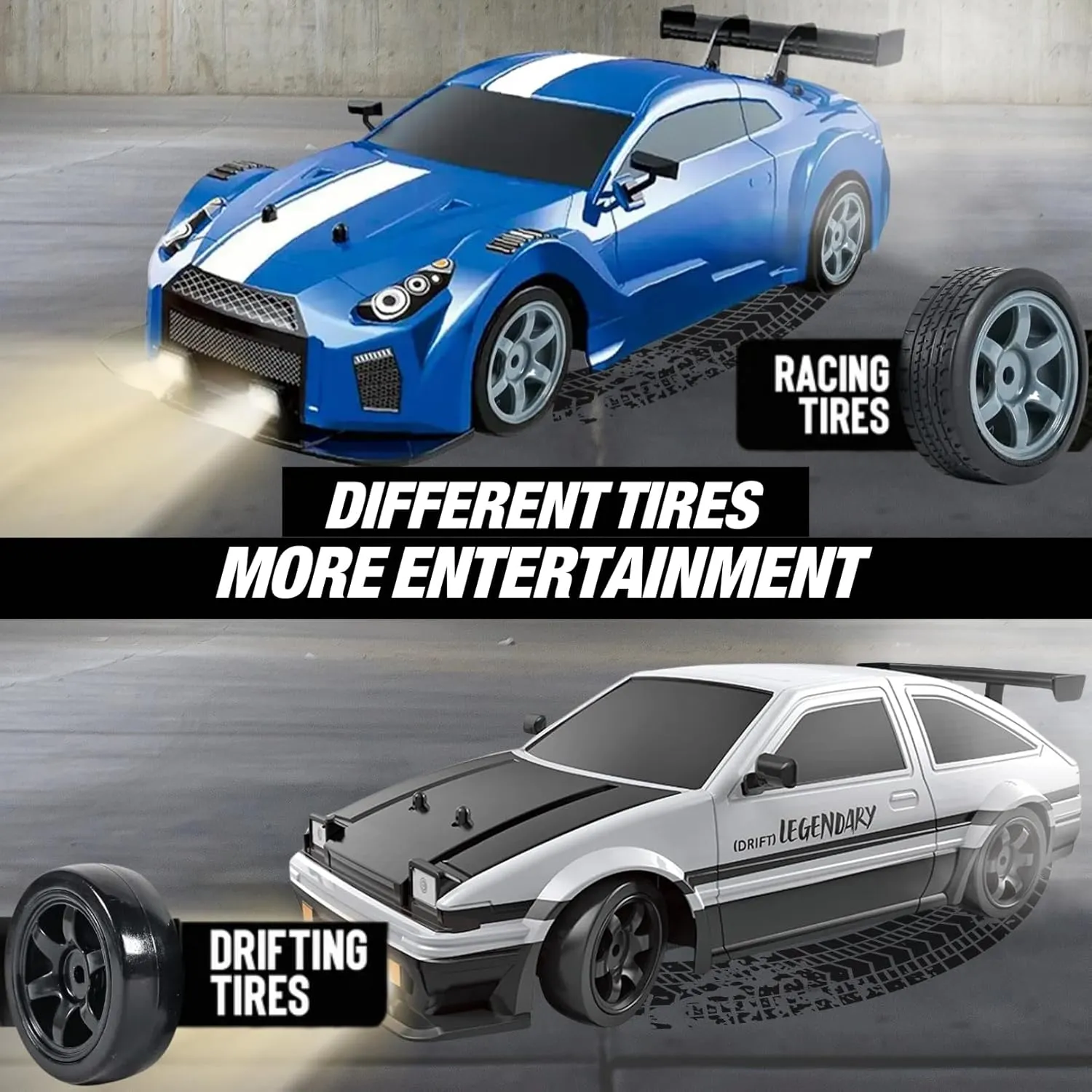 Liberty Imports RC Drift Car 1/16 2.4GHz 4WD Remote Control Sport Racing On-Road Vehicle with LED Light, Batteries and Drift Tires (Orange)