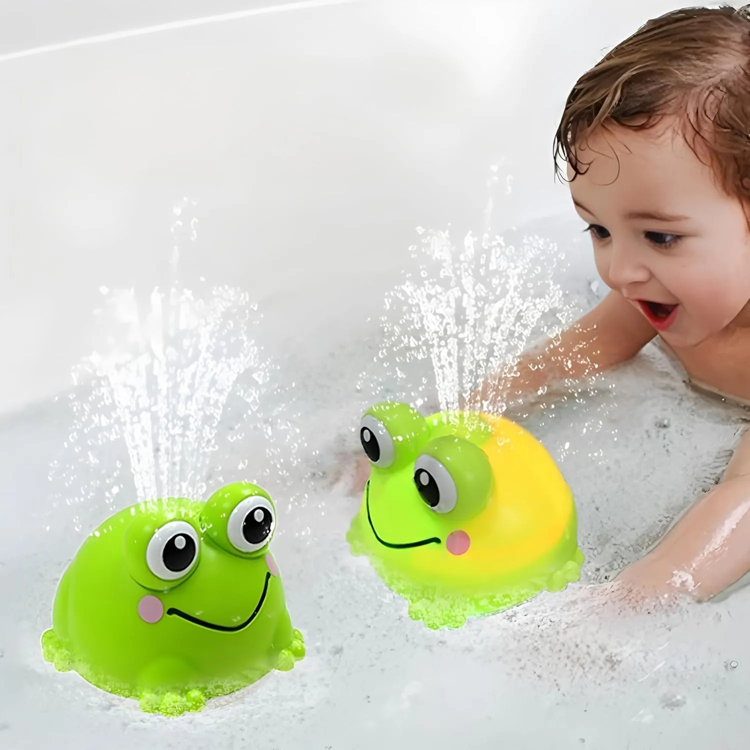 Light Up Frog Bath Toys Sprinkler for Kids ,Babies ,Bathtub Fountain Swimming Pool Toys Toddler, Rechargeable Infant Toddler Bath Toys,Newborn Boys Girls Birthday Baby Gifts (USB)