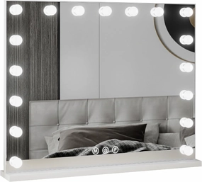 Lighted Makeup Mirror, Rechargeable 3 Color Lights And Adjustable Brightness Vanity Mirror, Large Lighted Makeup Mirror, Smart Touch Sensitive Makeup Vanity Mirror, for Bathroom Bedroom, White(White,2