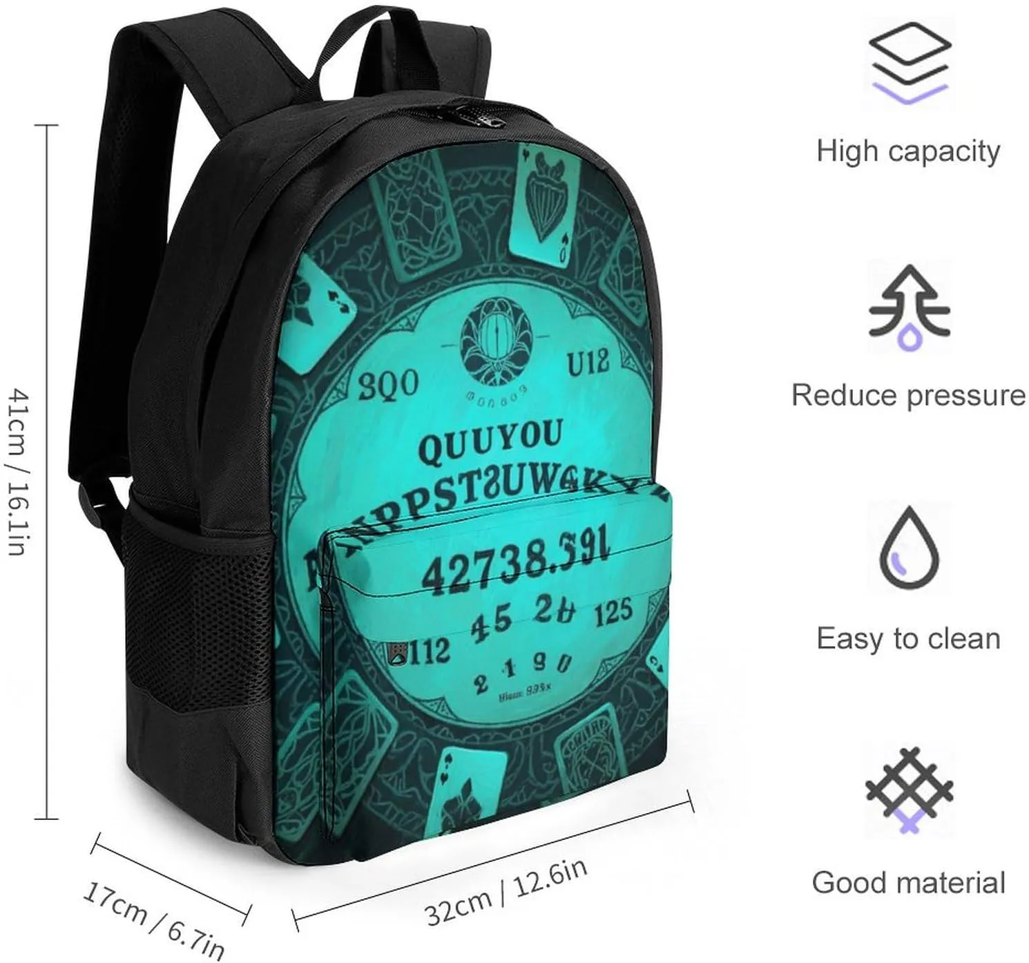 Lightweight Daypack Backpack for Trekking Work Running - Big Capacity Multipurpose Anti-Theft Bookbag, Magic Spirit Board Witch Art Business Computer Bag