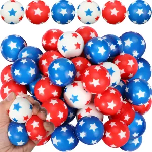Liliful 100 Pcs 4th of July Stress Balls Bulk 1.57 Inch Mini Patriotic American Flag Balls Independence Day Stress Relief Fidget Toys for Boys Girls Memorial Day Party Supplies