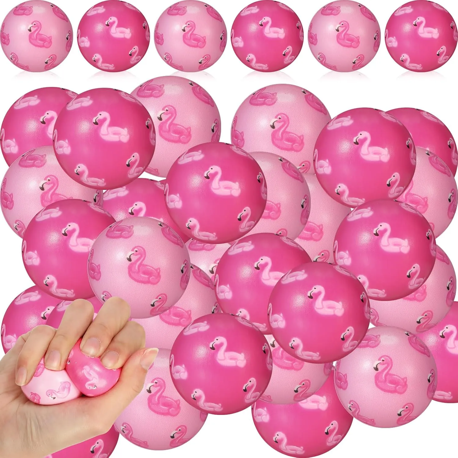 Liliful 60 Pcs Flamingo Party Favors Flamingo Stress Balls Summer Hawaii Stress Relief Toys Pink Beach Balls Hawaii Party Gifts for Boys Girls