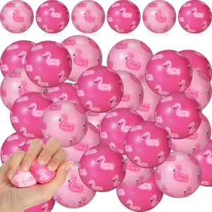 Liliful 60 Pcs Flamingo Party Favors Flamingo Stress Balls Summer Hawaii Stress Relief Toys Pink Beach Balls Hawaii Party Gifts for Boys Girls