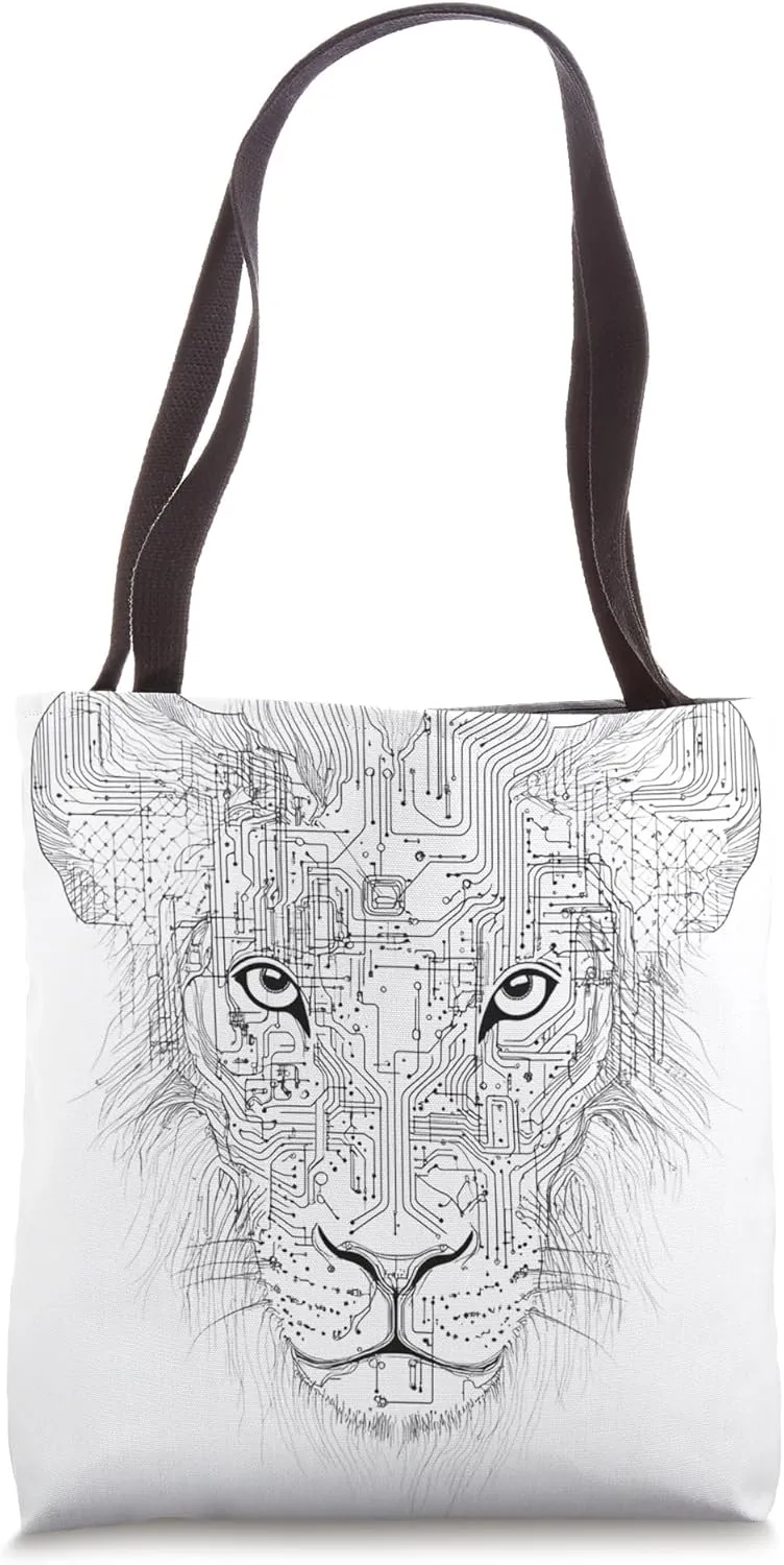 Lion Circuit Board Design for Tech Events Tote Bag