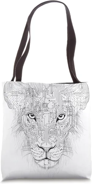 Lion Circuit Board Design for Tech Events Tote Bag