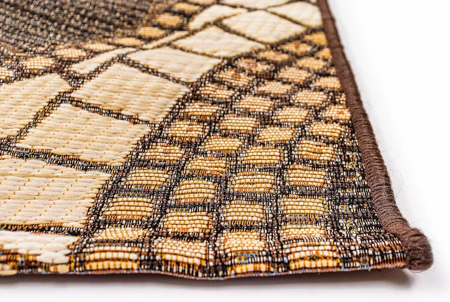 Liora Manne Marina Indoor/Outdoor Power Loomed Synthetic Blend Low Profile Area Rug - Transitional Geometric Casual Medallion Colorful (Circles Brown) (8'10" x 11'9")
