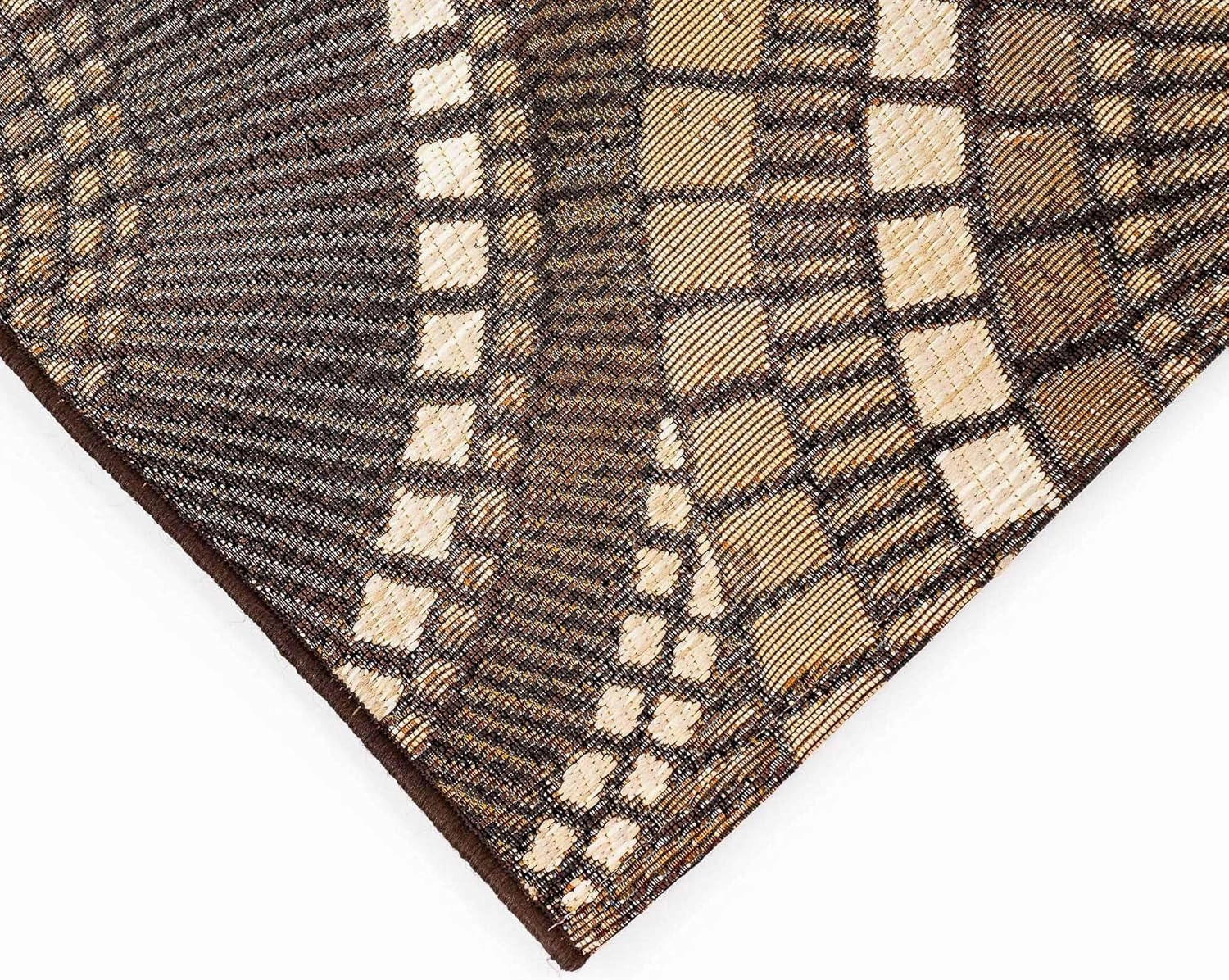 Liora Manne Marina Indoor/Outdoor Power Loomed Synthetic Blend Low Profile Area Rug - Transitional Geometric Casual Medallion Colorful (Circles Brown) (8'10" x 11'9")
