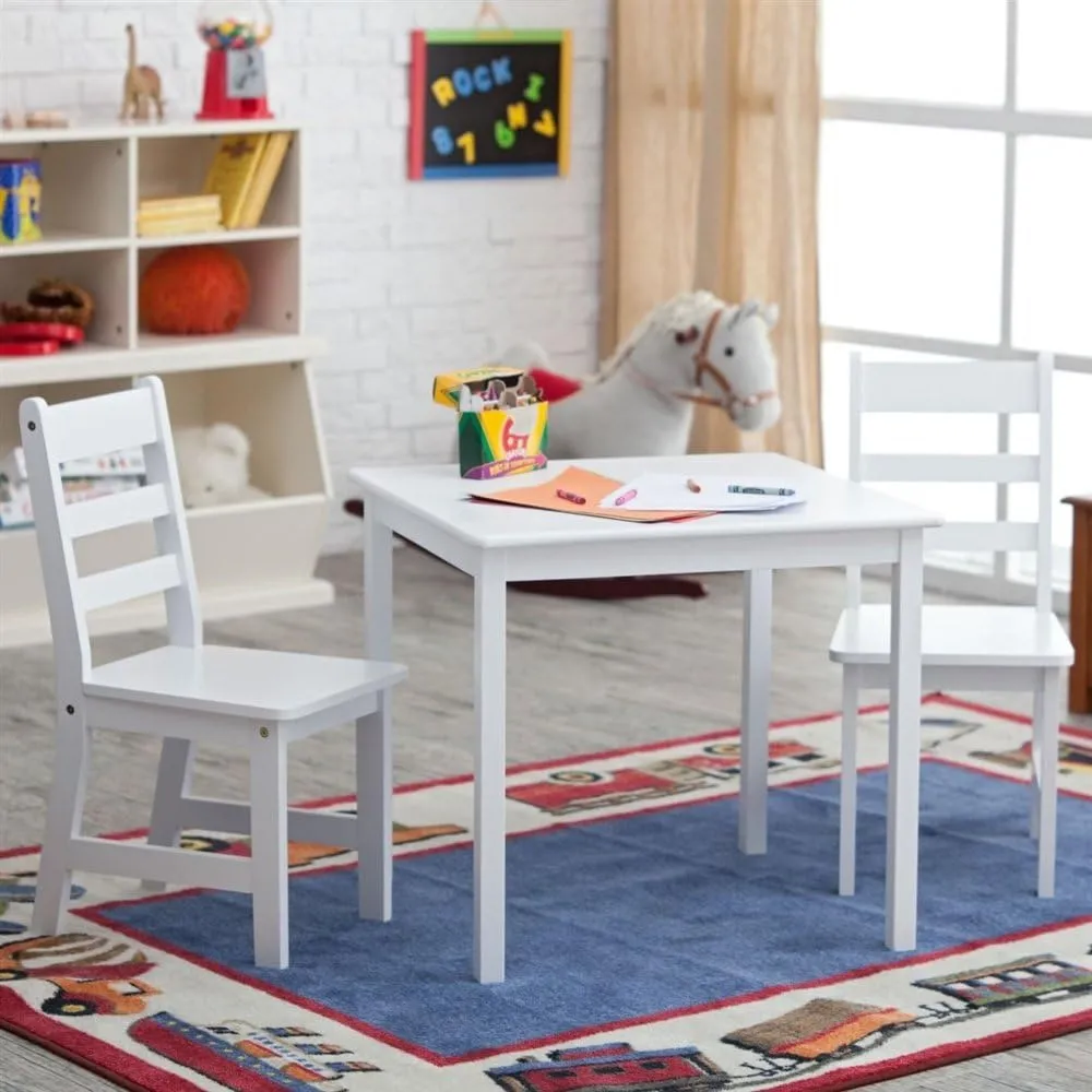 Lipper International Child's Square Table and 2 Chairs, White