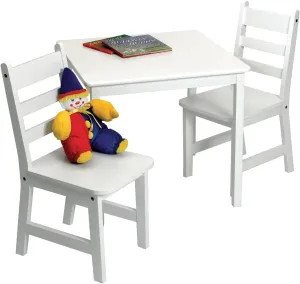 Lipper International Child's Square Table and 2 Chairs, White