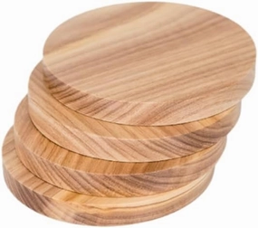Lipper International Olive Wood Round Drink Coasters, 4" Diameter, Set of 4