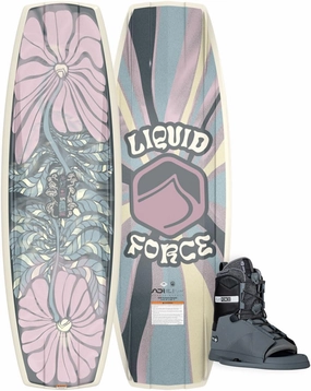Liquid Force 2025 Women's M.E. Wakeboard 134cm with Transit Size M 4-6 | W 6-8 Wakeboard Bindings Package