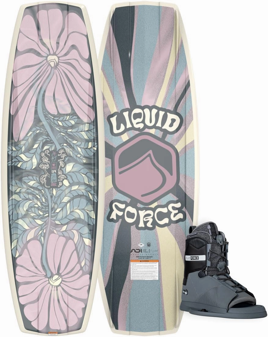 Liquid Force 2025 Women's M.E. Wakeboard 134cm with Transit Size M 4-6 | W 6-8 Wakeboard Bindings Package