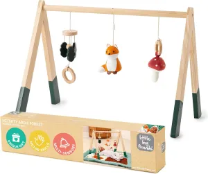 Little Big Friends Wooden Activity Gym | Montessori Toy Encourages Early Motor Skills | Forest