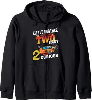 Little Brother Of The Two Years Old Birthday Boy Racing Car Zip Hoodie
