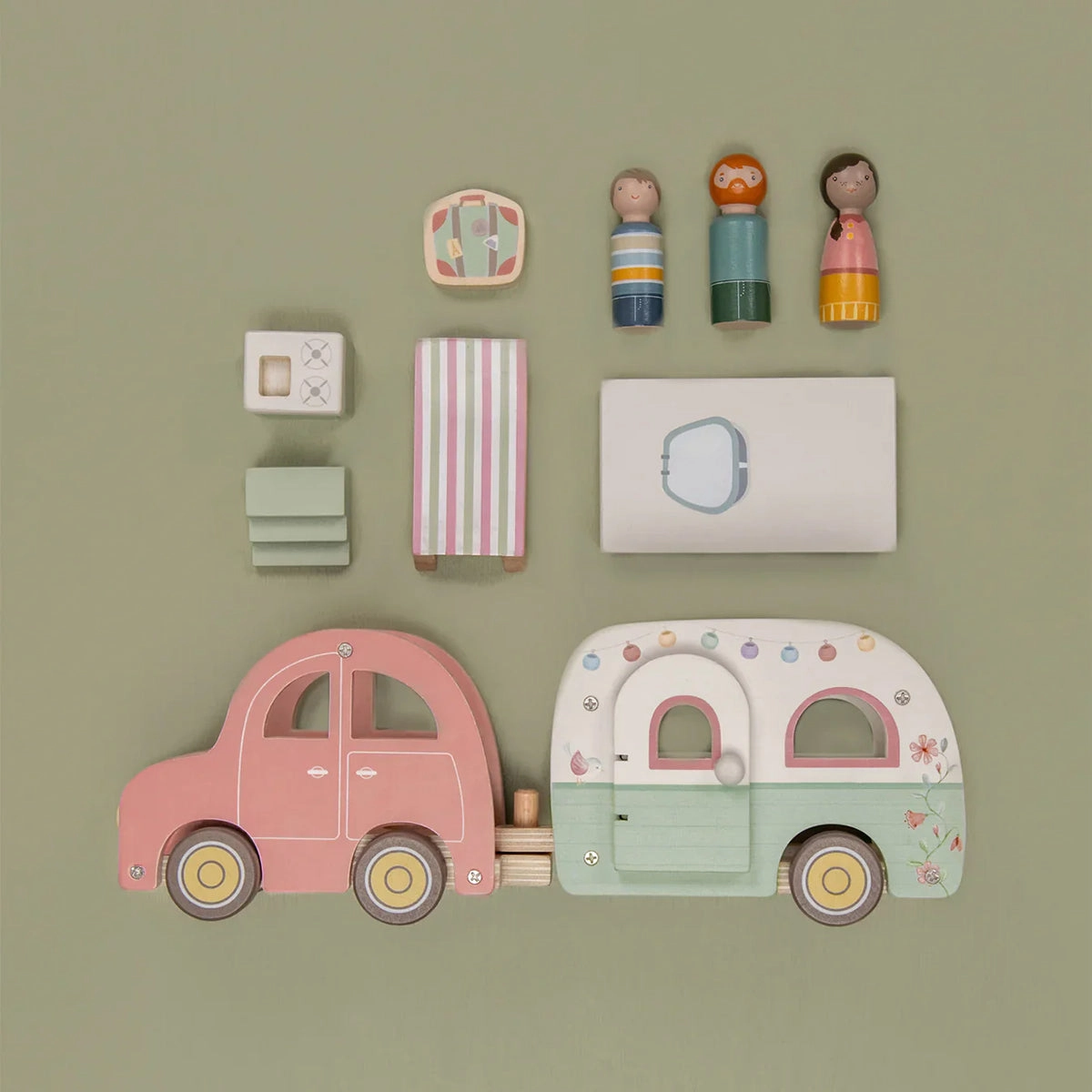 Little Dutch Toy Car with Caravan