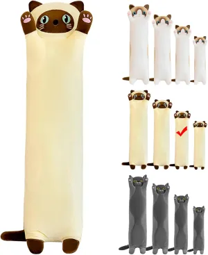 Long Cat Plush Pillow - Soft Cat Stuffed Animals Pillow Long Cat Pillow Plush for Kids Adult, for Birthday Christmas Valentine's Day (Yellow, 70cm/27.6in)