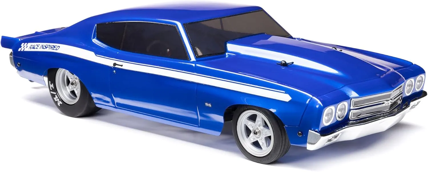Losi RC Car 1/16 1970 Chevelle 2 Wheel Drive Mini No Prep Drag Car RTR Includes Everything Needed no Other purchases Required Blue LOS01023T1