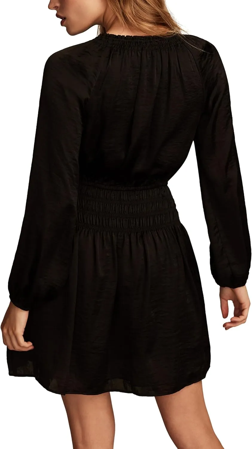 Lucky Brand Women's Long Sleeve Satin Mini Dress