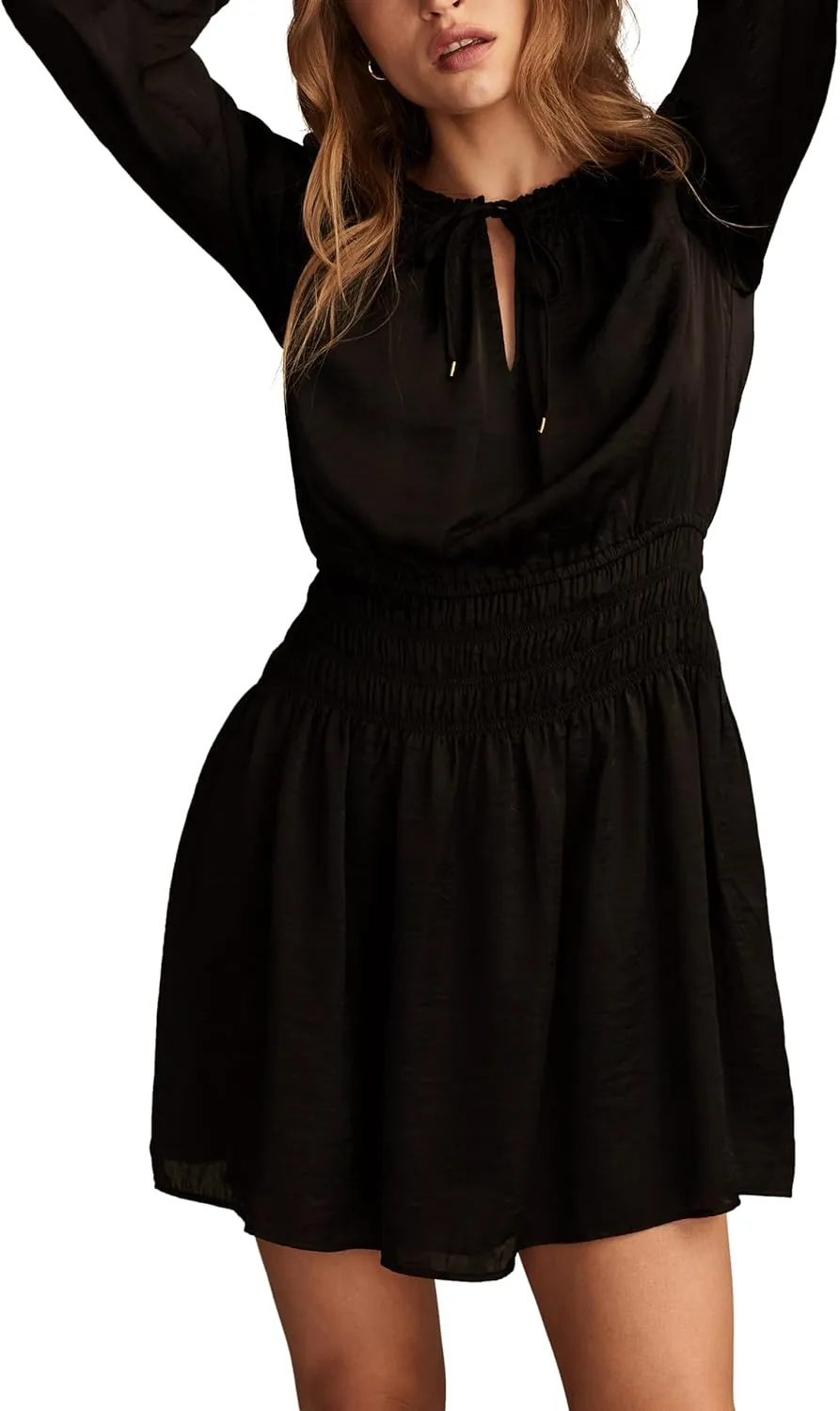 Lucky Brand Women's Long Sleeve Satin Mini Dress