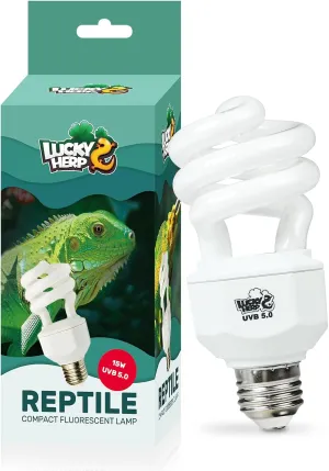 LUCKY HERP UVA UVB Reptile Light 5.0, Tropical UVB 100 Compact Fluorescent Lamp, UVB Light for Reptiles 15W, UVA UVB Reptile Light Bulb, UVB Bulb for Reptiles Chameleons Lizards Tortoises Snakes