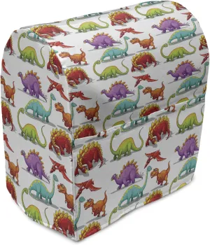 Lunarable Jurassic Stand Mixer Cover, Colorful Cartoon Dinosaur Illustration Herbivore and Carnivore Animals Pattern, Kitchen Appliance Organizer Bag Cover with a Pocket, 6-8 Quarts, Multicolor