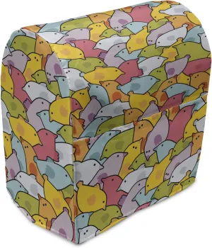 Lunarable Sketch Stand Mixer Cover, Disorder with Colorful Birds Happiness and Fun Cartoon Style, Kitchen Appliance Organizer Bag Cover with a Pocket, 6-8 Quarts, Multicolor