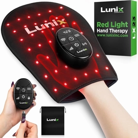 Lunix LX23 Red Light Therapy for Hand, 50 Triple Chips LED 850 and 660nm, Infrared Therapy for Circulation & Joint Support with Vibration, Portable, Rechargeable, Adjustable Intensity