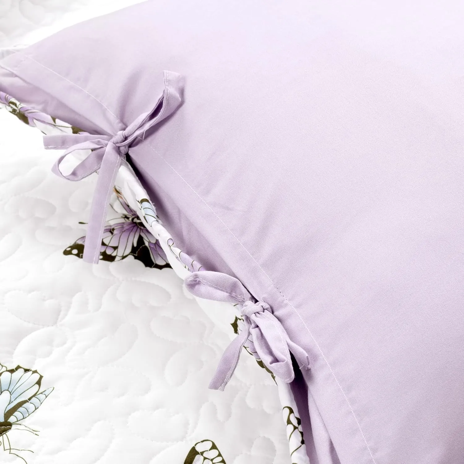 Lush Decor Flutter Butterfly 3-Piece Quilt Set, Cute Quilted Bedspread, Lilac, Full/Queen