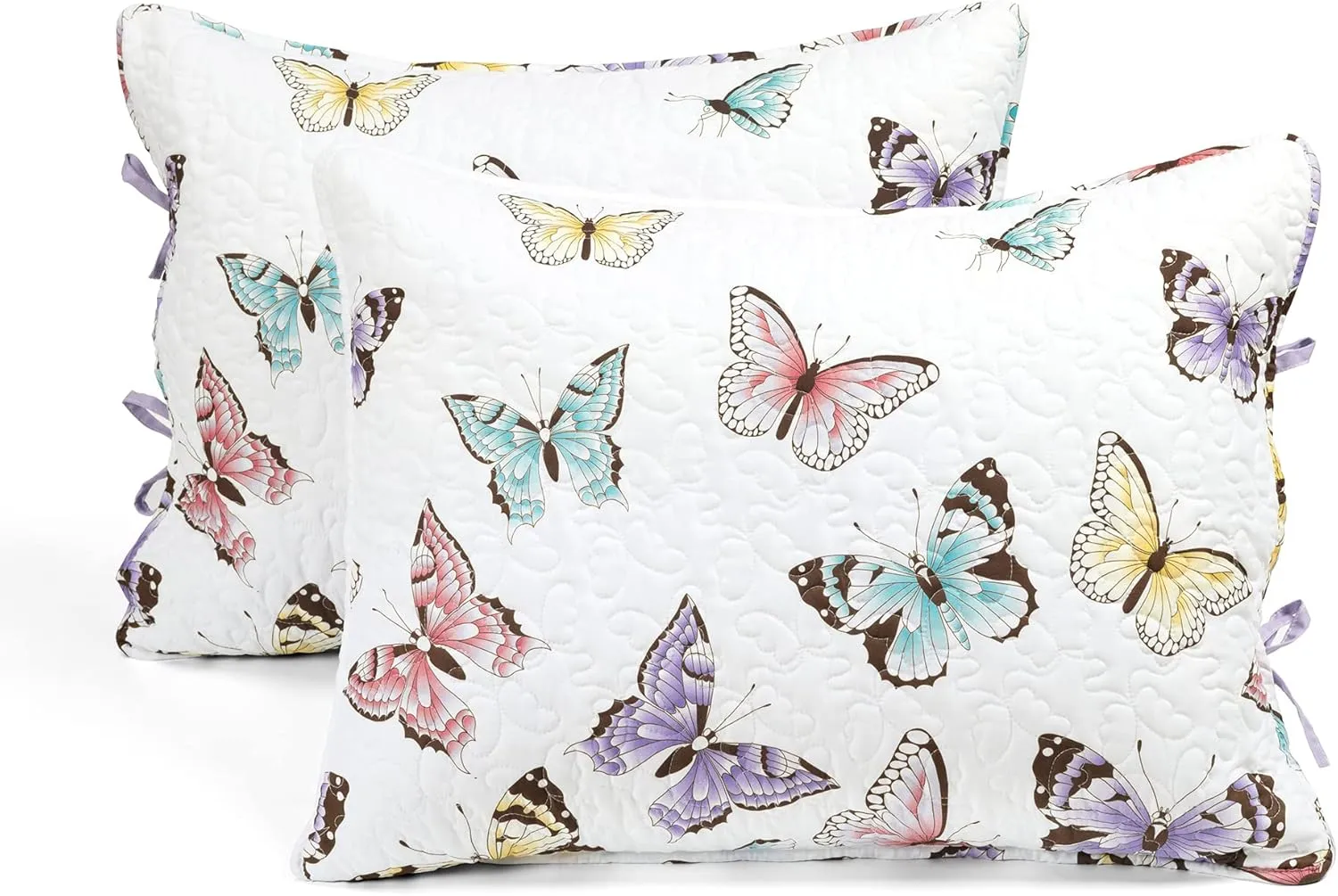 Lush Decor Flutter Butterfly 3-Piece Quilt Set, Cute Quilted Bedspread, Lilac, Full/Queen