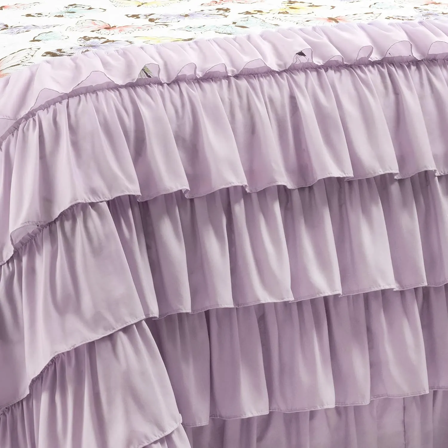 Lush Decor Flutter Butterfly 3-Piece Quilt Set, Cute Quilted Bedspread, Lilac, Full/Queen