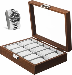 Luxury Walnut Watch Storage Box 10 Slot Display Case Watch Organizer for Men Decorative Holder