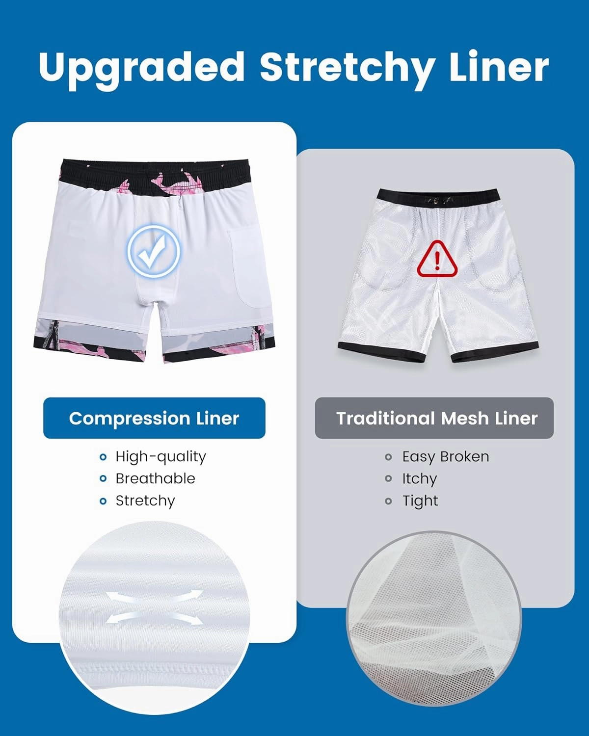 maamgic 2 in 1 Mens Swim Trunks 7 Inch Swim Shorts Swim Suits Board Shorts