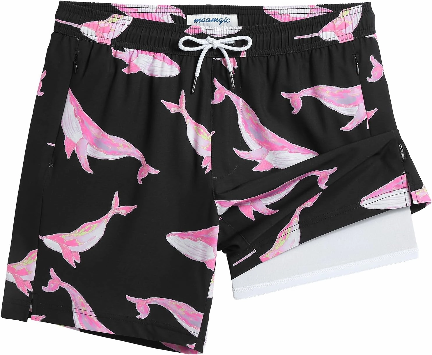 maamgic 2 in 1 Mens Swim Trunks 7 Inch Swim Shorts Swim Suits Board Shorts